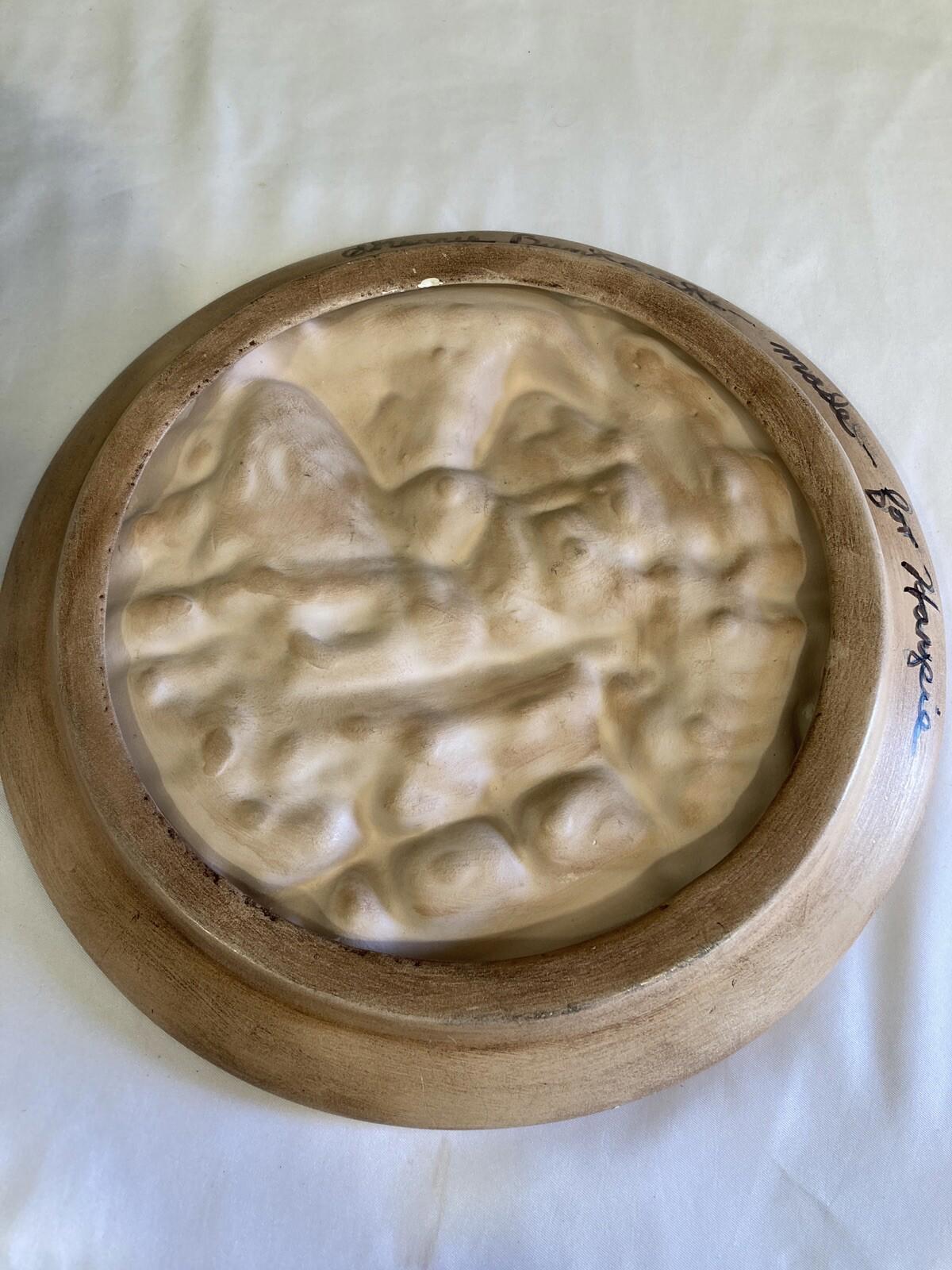 Vintage 3D Ceramic Wall Art Plate – Hand Painted Cottage Scene 11”