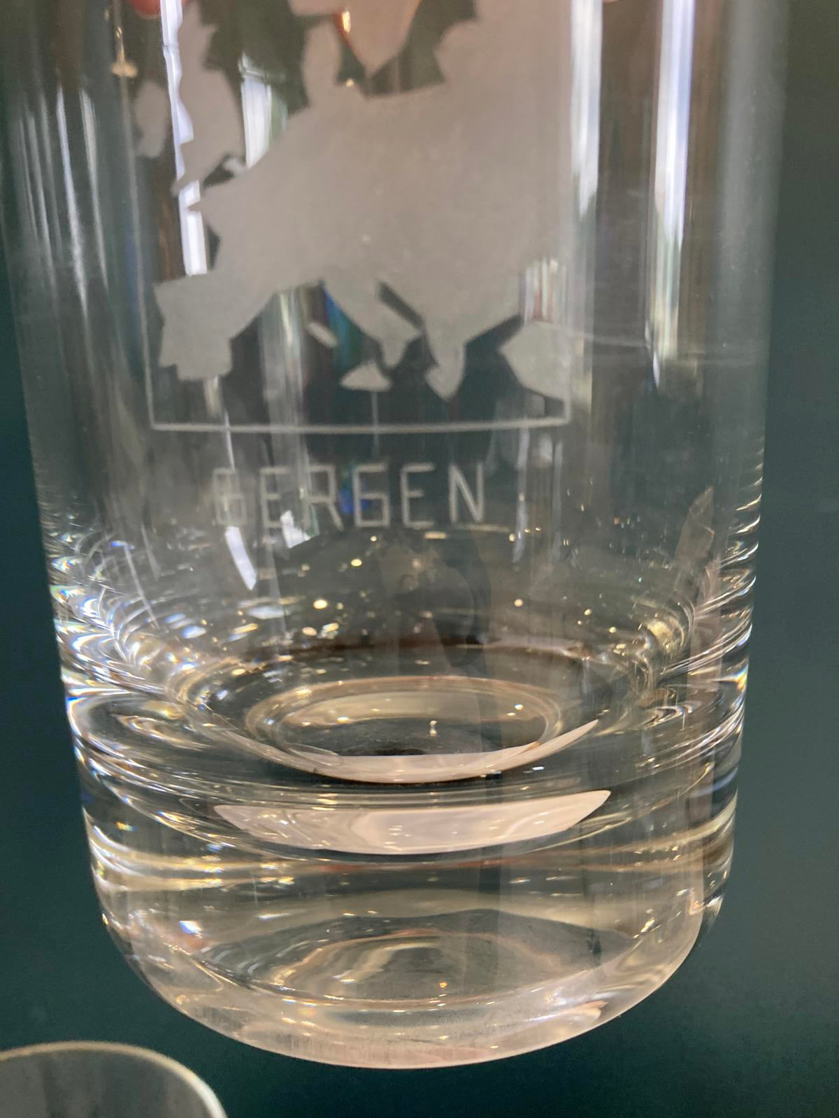 Vintage Etched Glass European City Tumbler Set of 7