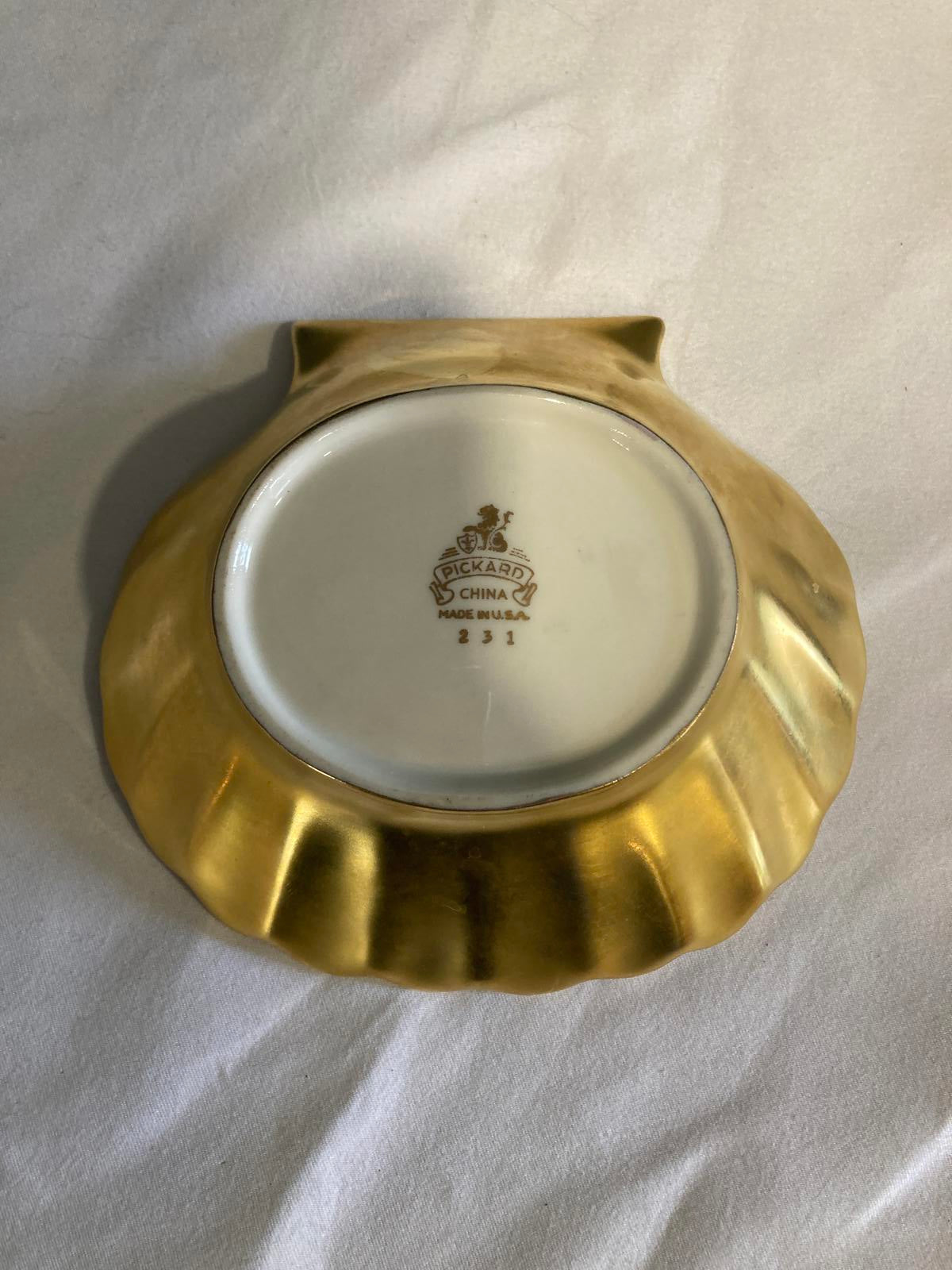 Vintage Pickard Gold Seashell Dish