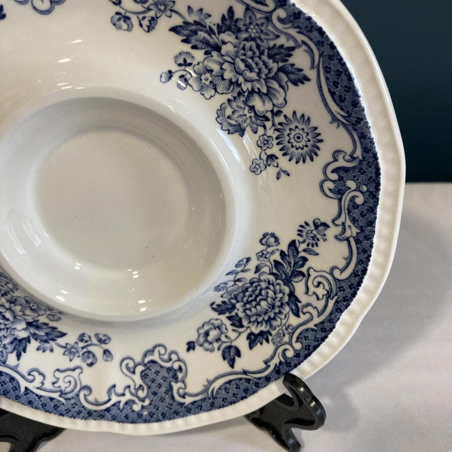 Kensington Staffordshire Ironstone Balmoral Tea Cup Saucer England Blue Flowers