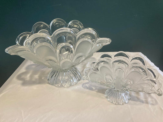 Vintage Bohemian Glass Petal Dish Set Made in Czech Republic
