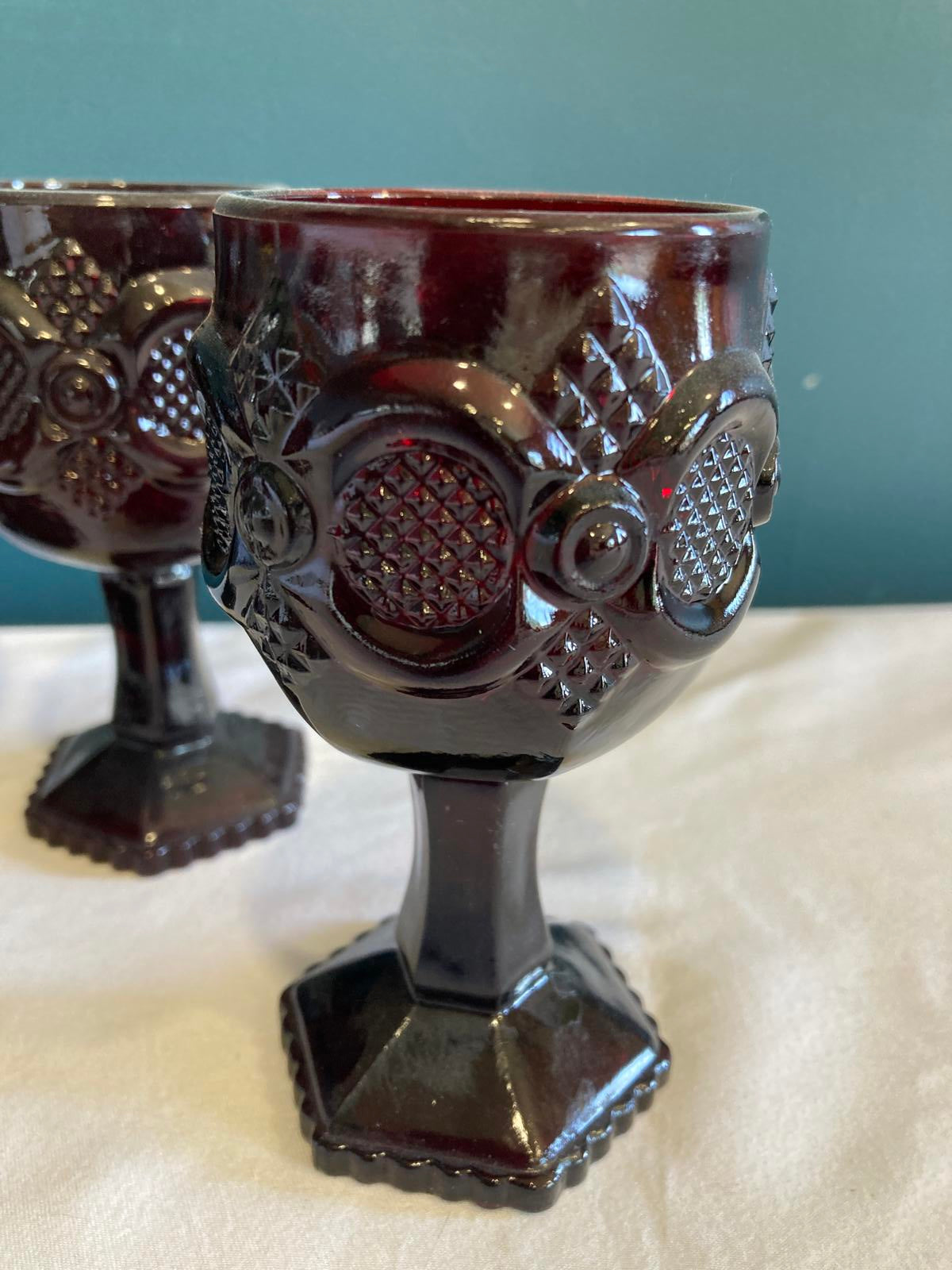 Vintage Ruby Red Goblets for Avon, Set of 4