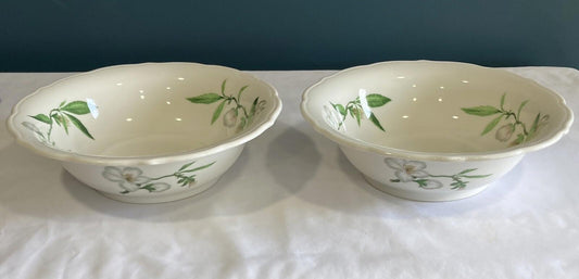 Syracuse China White Blossom Scalloped 9" Round Vegetable Bowl, set of 2