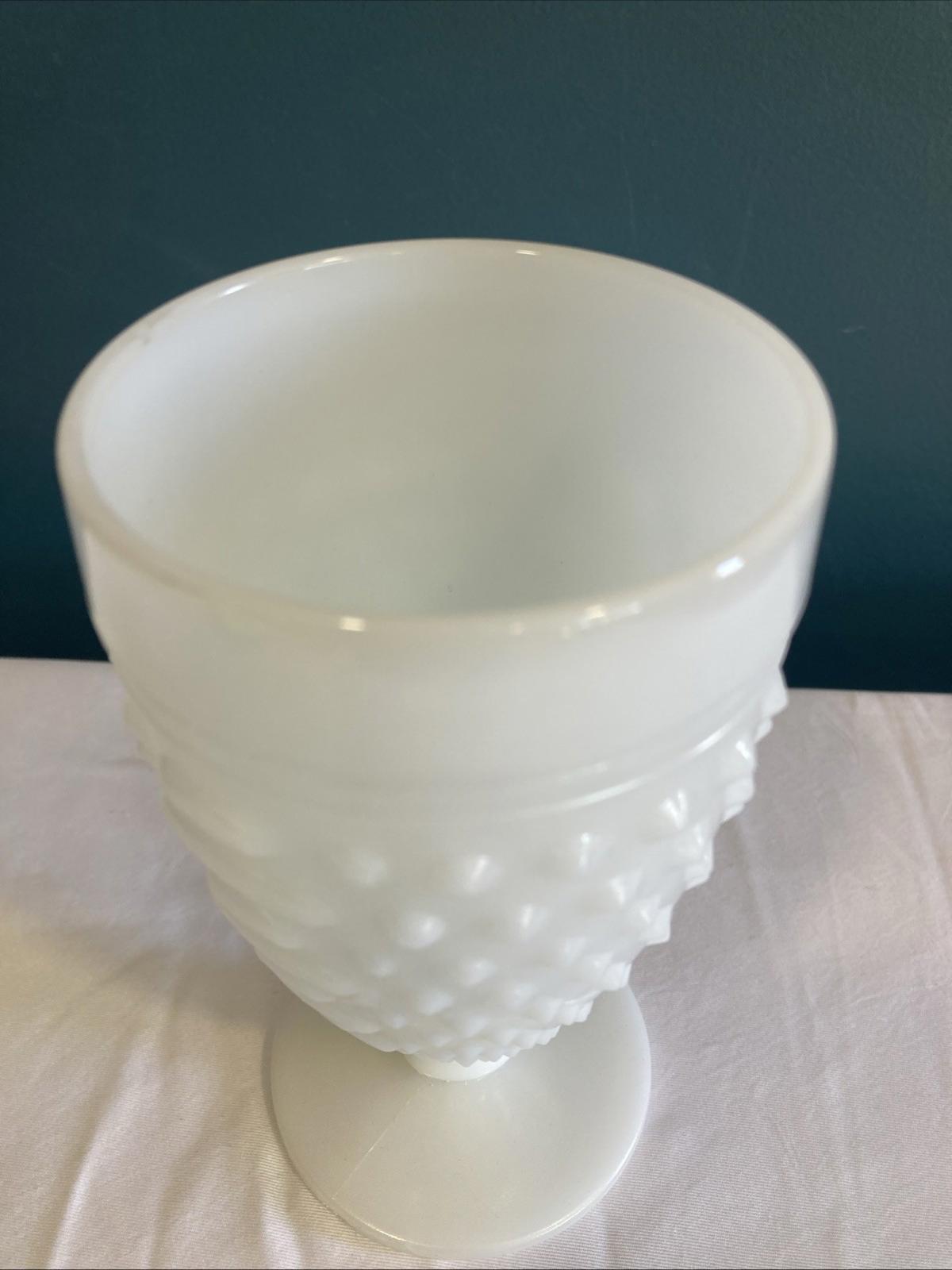 Vintage Anchor Hocking Milk Glass Goblet, Hobnail Dot Dash Pattern