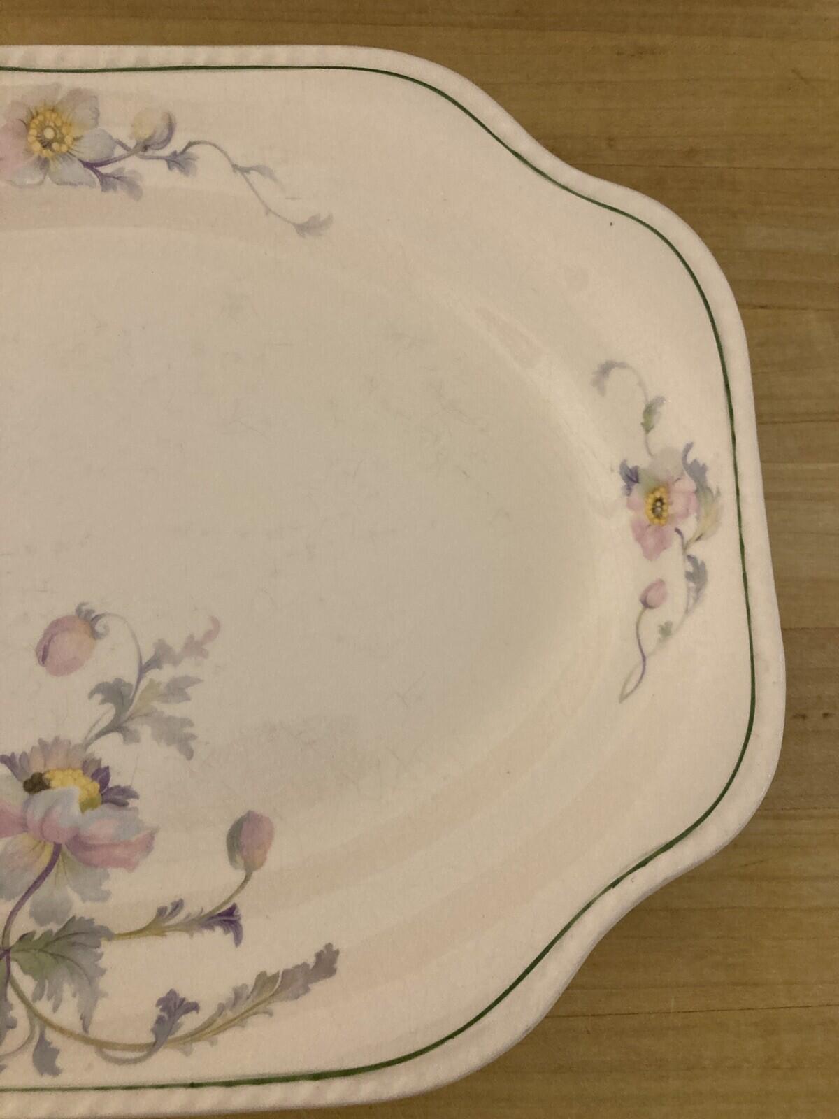 Vintage Steubenville Rose Dawn Rectangular Pink Floral Platter
