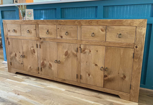 New Handcrafted Solid Wood Sideboard Buffet with Six Drawers