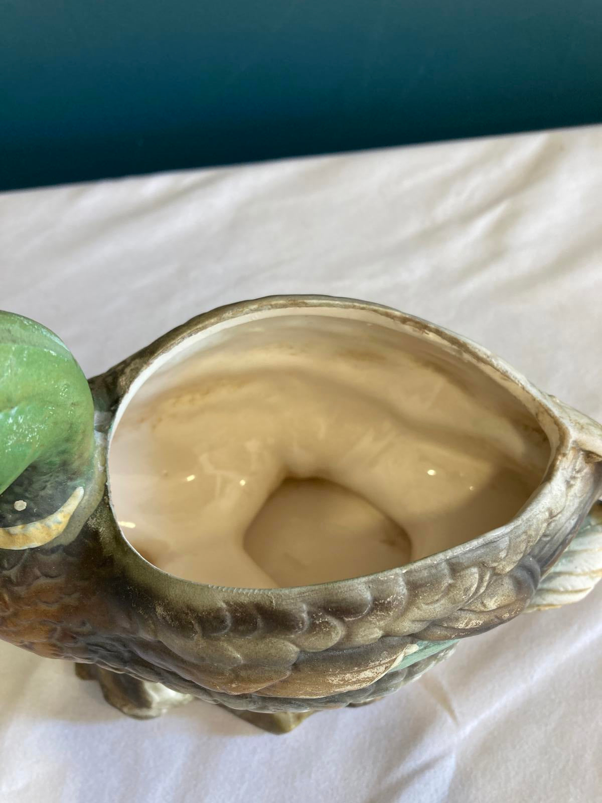 Vintage Painted Ceramic Duck Planter