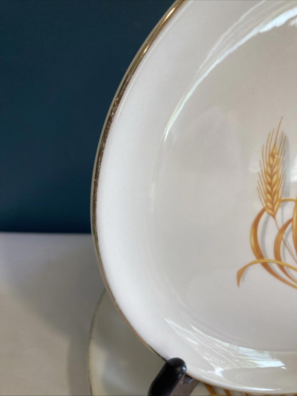 Homer Laughlin Golden Wheat Salad Plates Set of 4, 7.25” 22K Gold Trim Made in USA