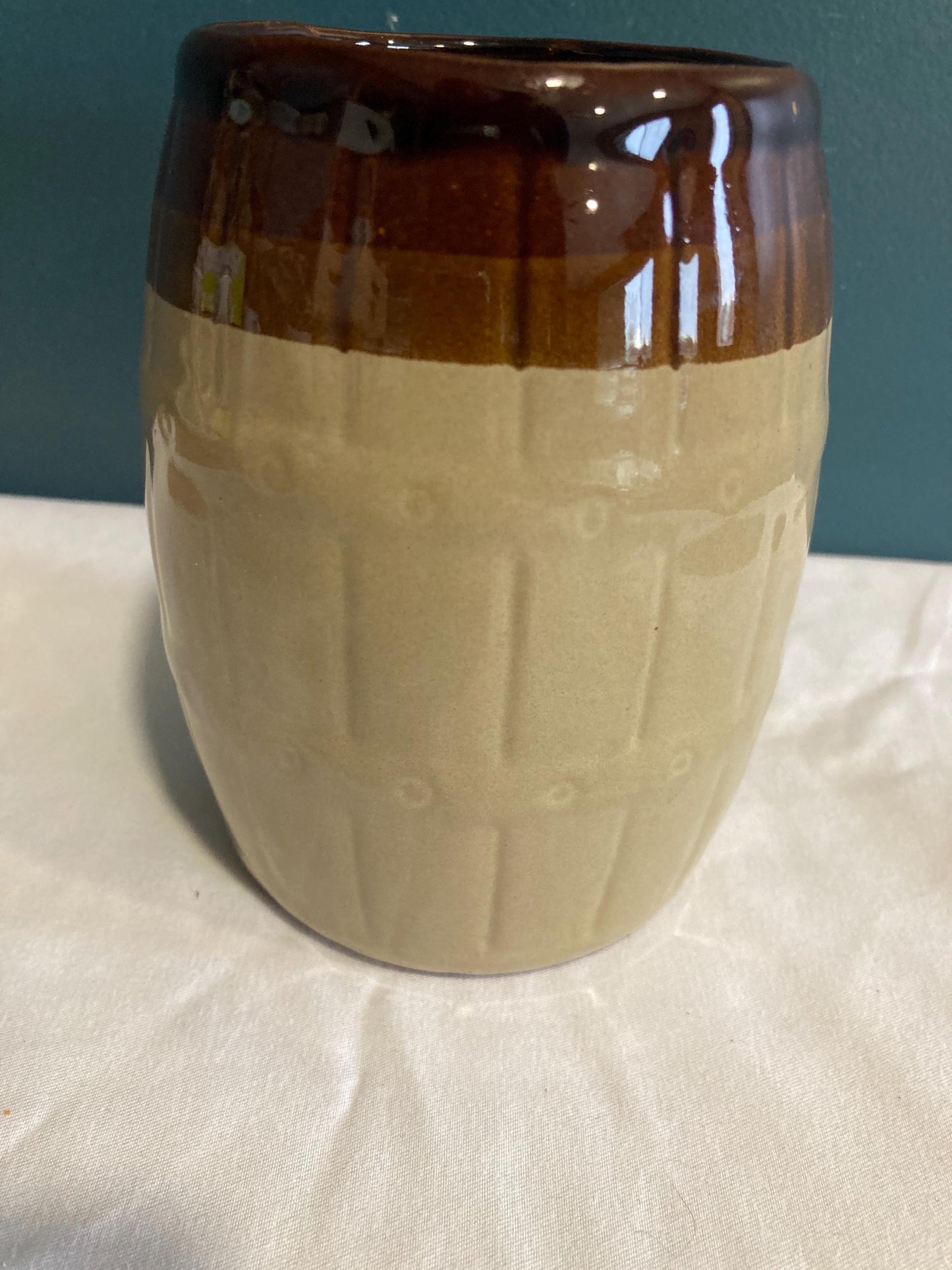 Vintage Ceramic Ombré Brown Vase or Utensil Holder