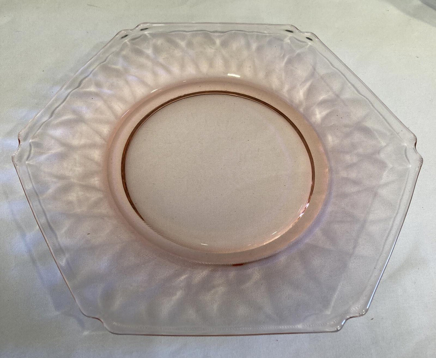 Antique Pink Depression Glass 6-Sided Salad Dessert Plates – Set of 4 Vintage Finds