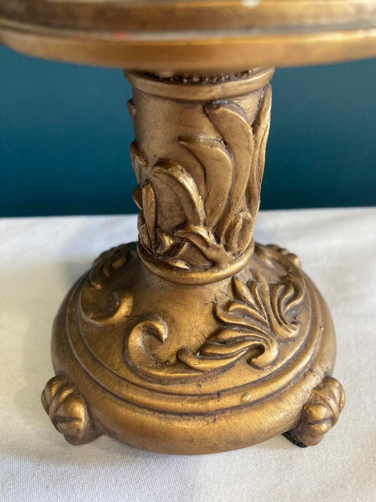 Vintage Ornate Gold Pedestal Stand or Candle Holder