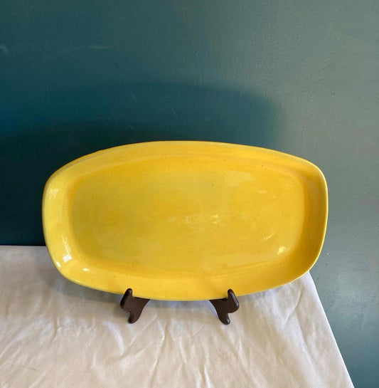 Midcentury Frankoma Pottery 13.6” Yellow Oval Platter 5QS