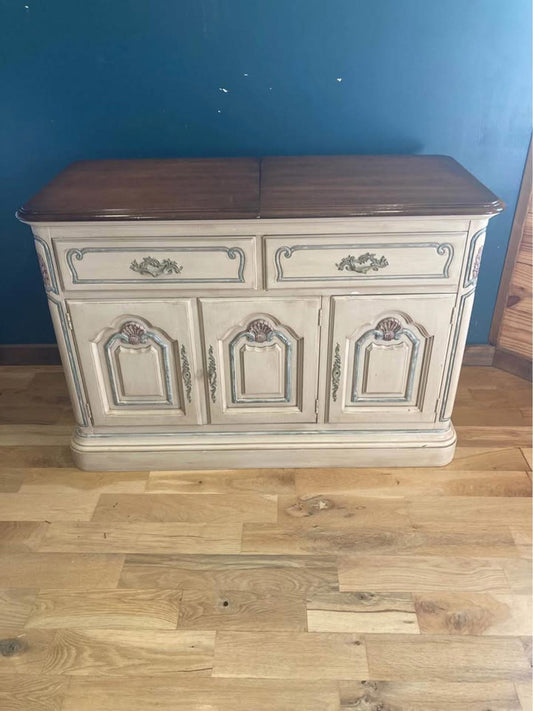 Vintage French Provencal Painted Server Buffet with Slide Out Top