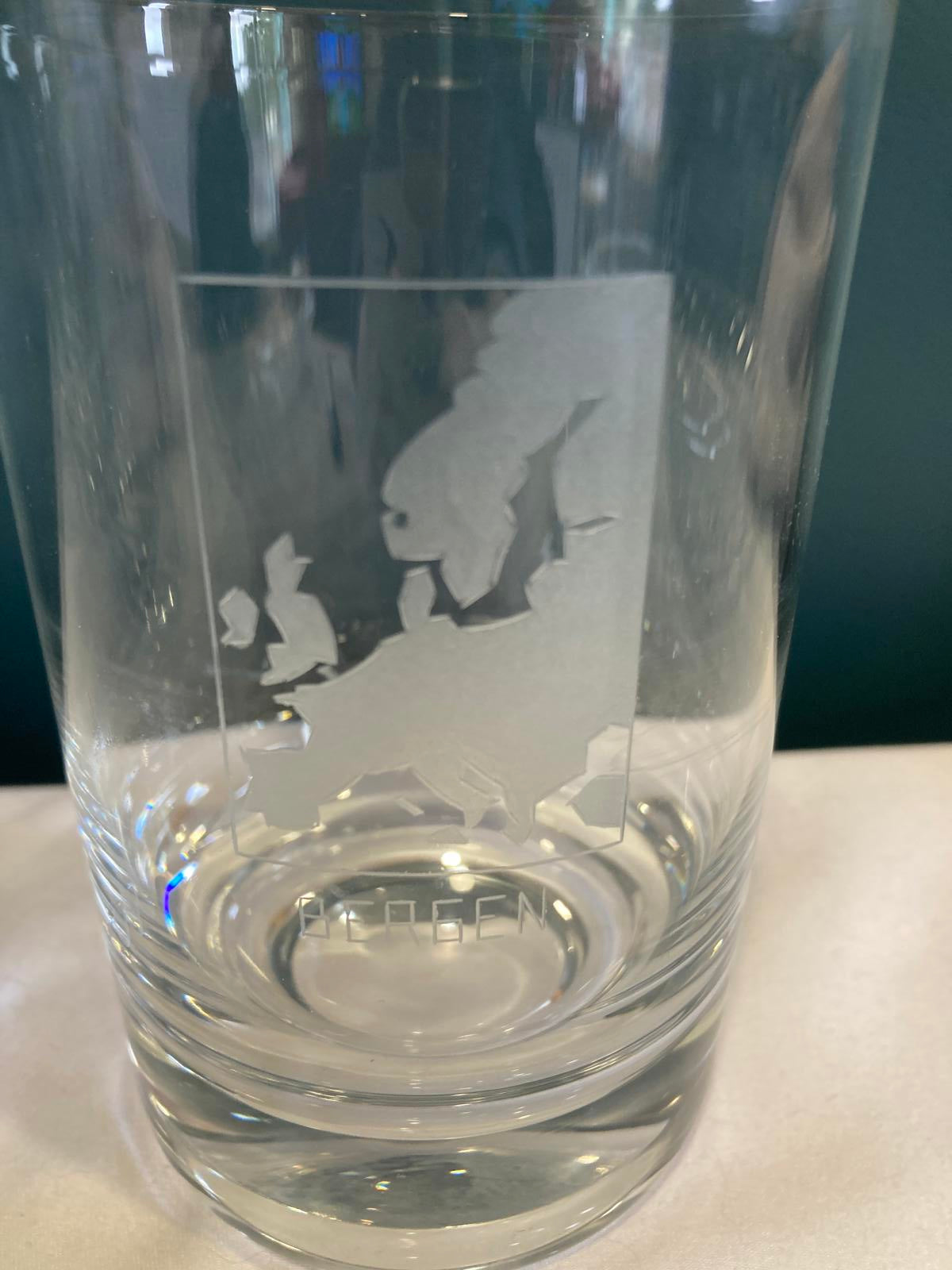 Vintage Etched Glass European City Tumbler Set of 7