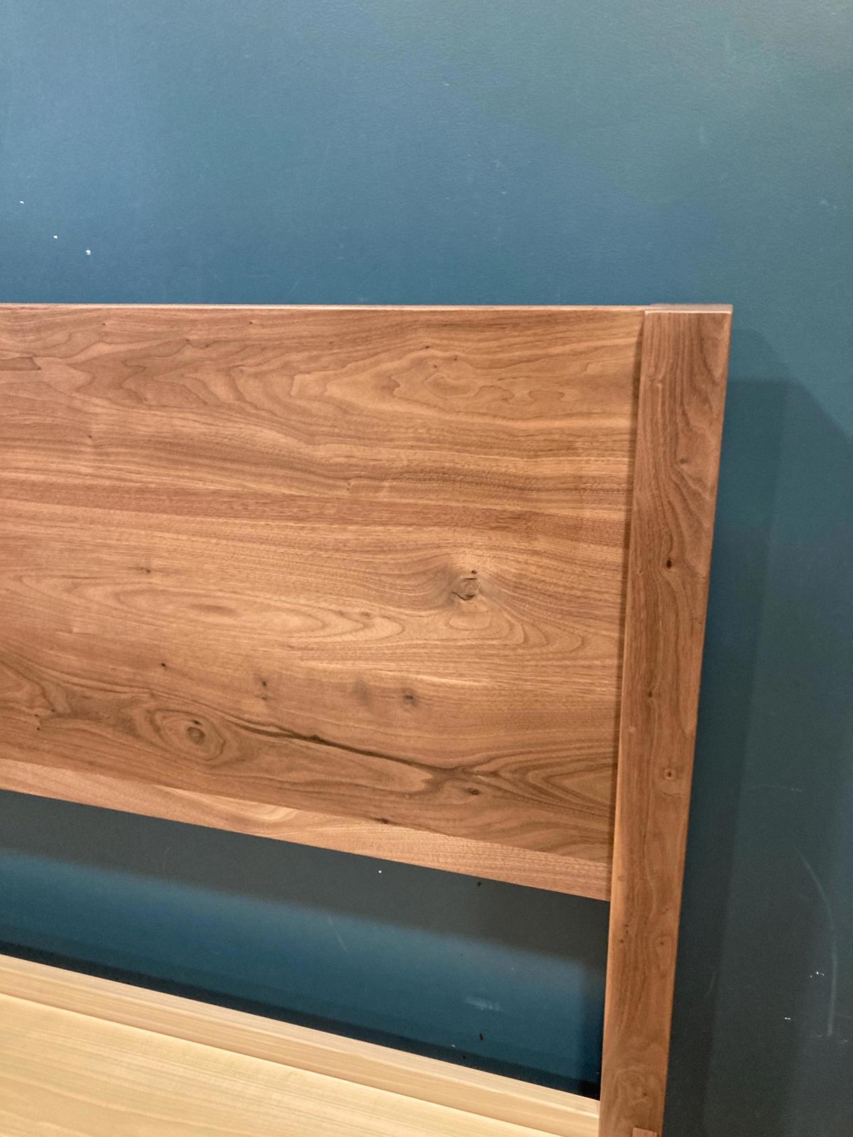 Handmade Solid Walnut Bed Frame – Modern Hardwood Platform Bed with Slatted Support