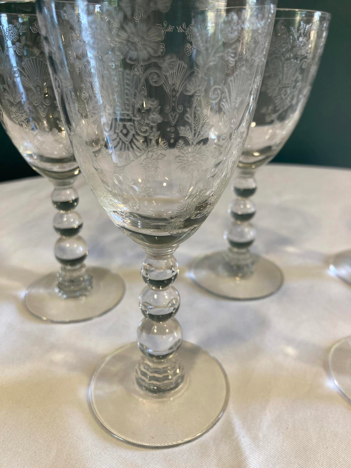Vintage Duncan Miller First Love Etched Crystal Wine Glasses – Set of 6