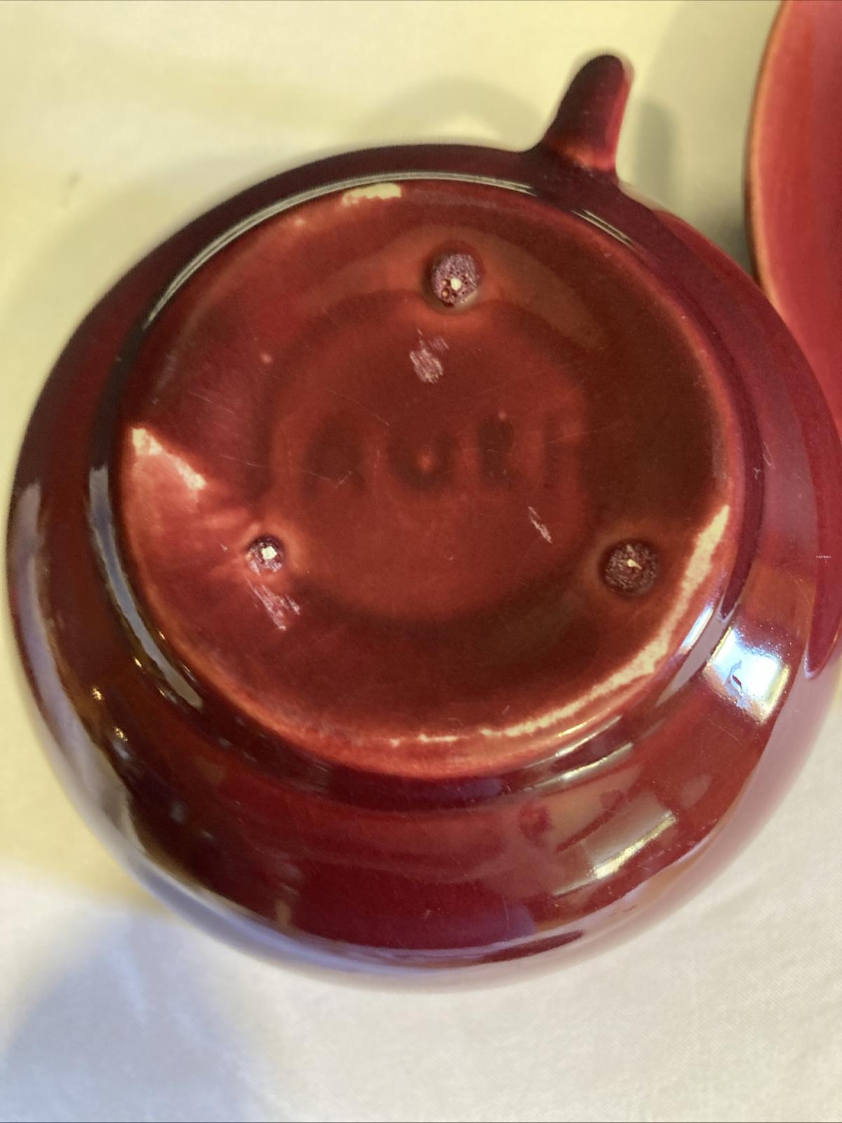 Vintage Bauer Pottery Red Moderne Cup and Saucer Set Los Angeles