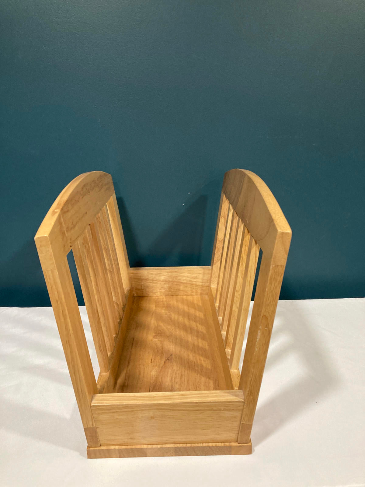 Vintage Wooden Magazine Rack - Oak Desktop Organizer with Arched Top Design