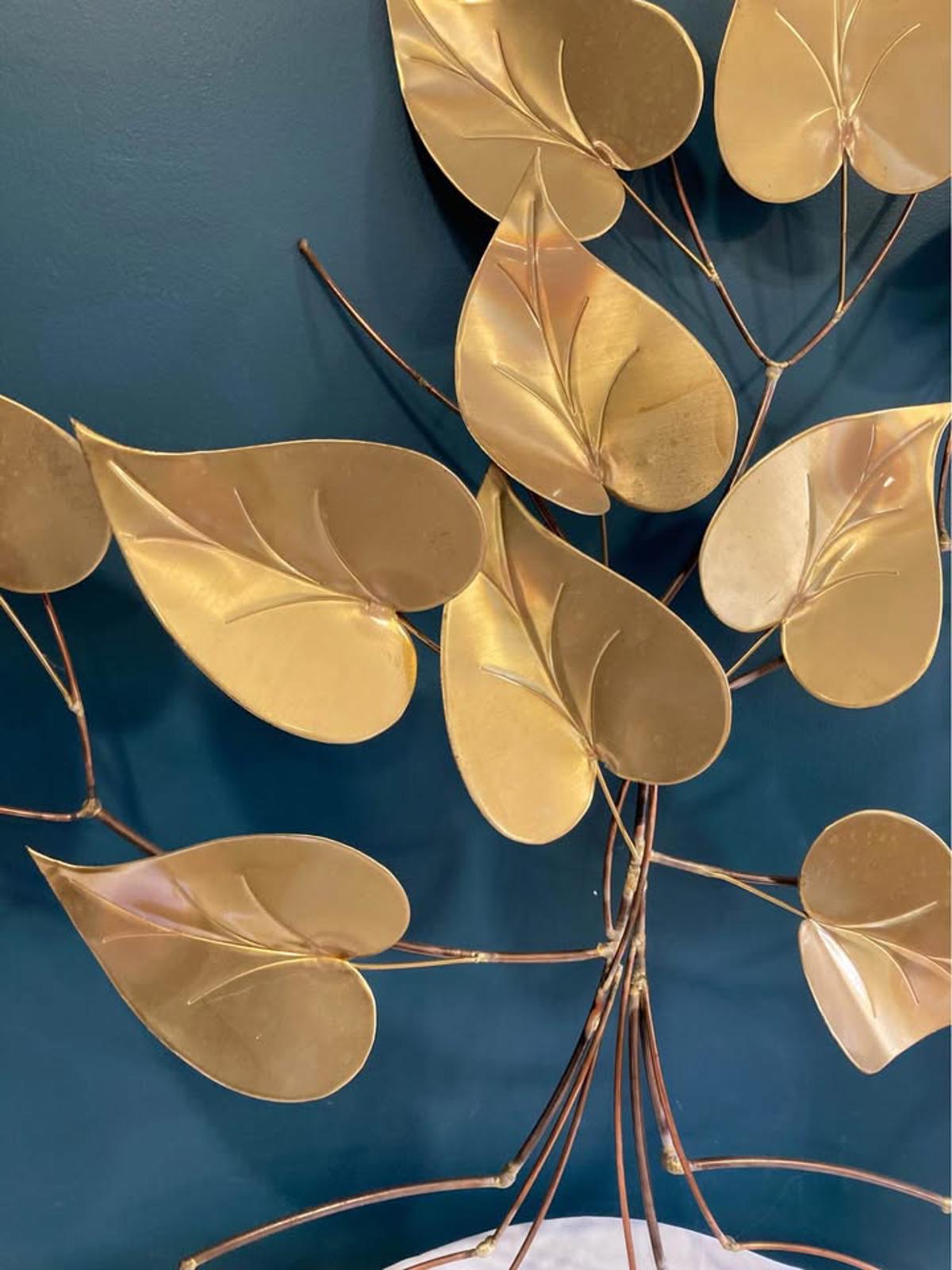 Mid Century Gold Tree Wall Decor, Metal Wall Sculpture, Hollywood Regency Wall Art, Vintage Finds