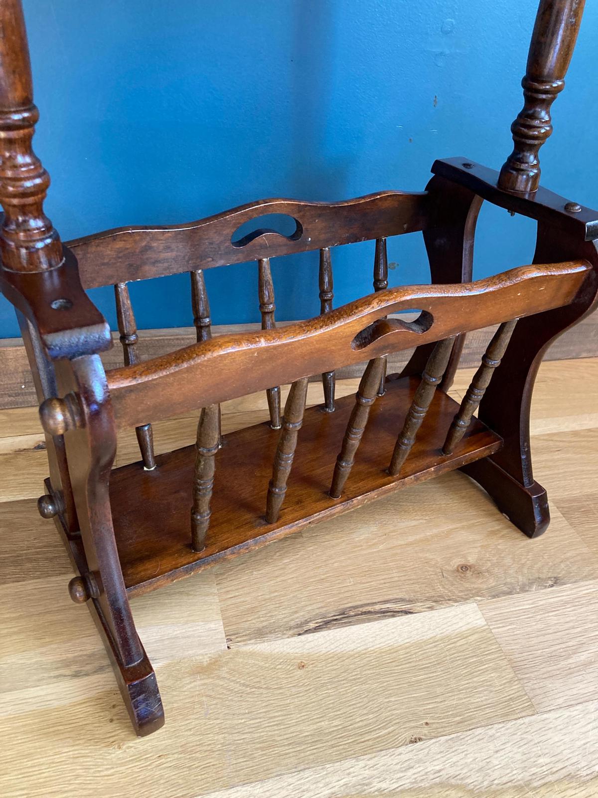 Midcentury Wood Side Table With Magazine Rack