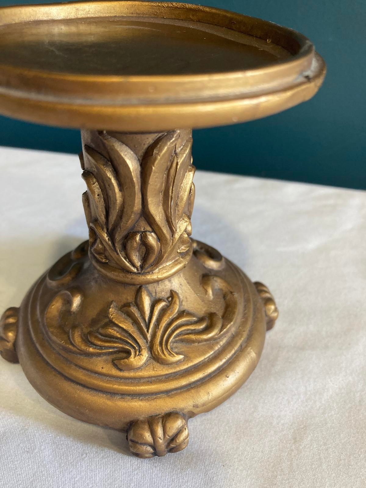 Vintage Ornate Gold Pedestal Stand or Candle Holder