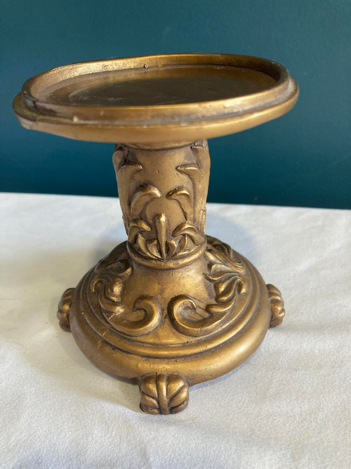 Vintage Ornate Gold Pedestal Stand or Candle Holder