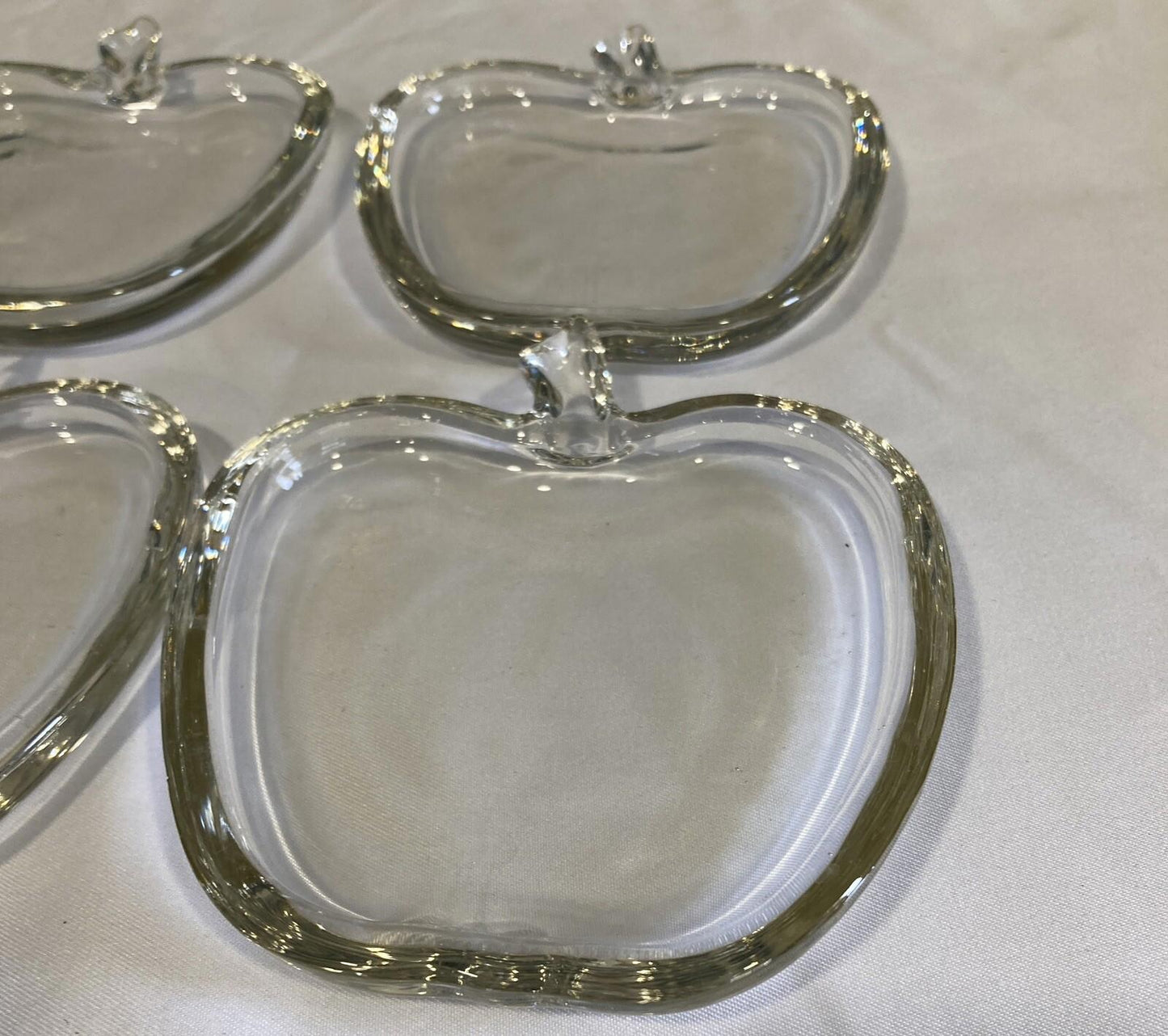 Vintage Mid-Century Clear Glass Apple Coaster or Ashtray Set of 7