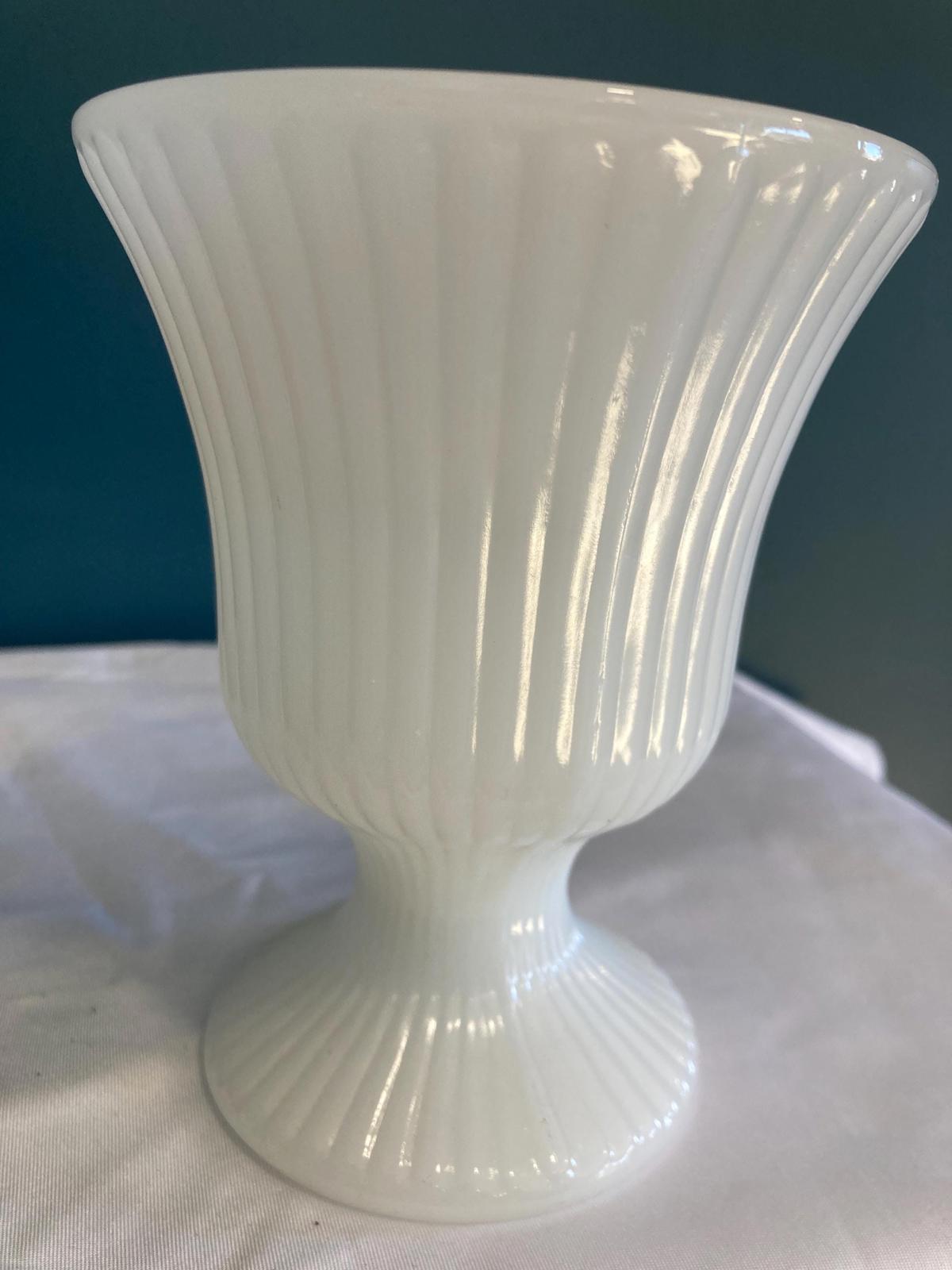 Vintage E.O. Brody Fluted Milk Glass Vase made in USA