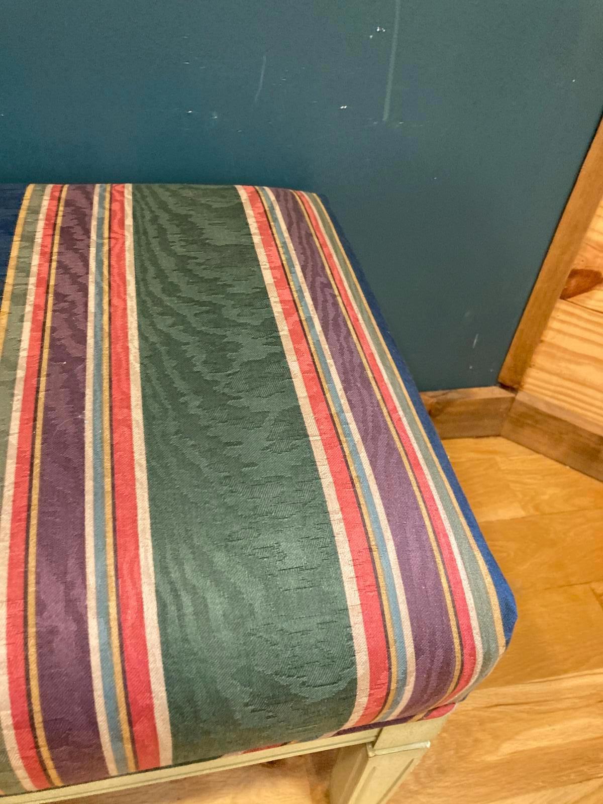 Vintage Parsons Benches Set of 2, Striped Upholstered Accent Seating, Mid Century Style Furniture, Vintage Finds