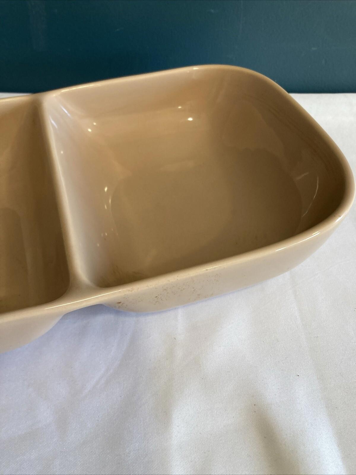 Vintage Franciscan MCM Divided Serving Dish Tan Retro Vegetable Dish