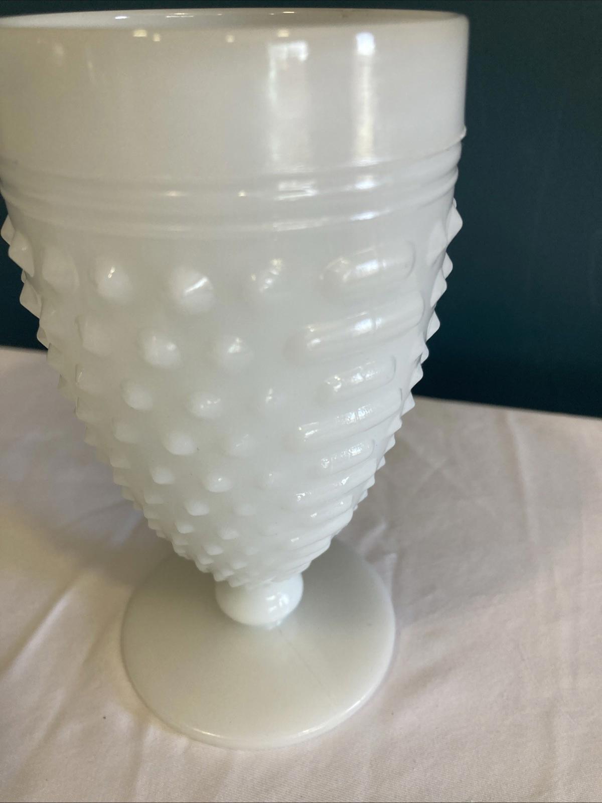 Vintage Anchor Hocking Milk Glass Goblet, Hobnail Dot Dash Pattern