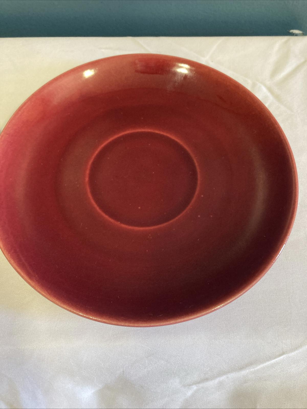 Vintage Bauer Pottery Red Moderne Cup and Saucer Set Los Angeles