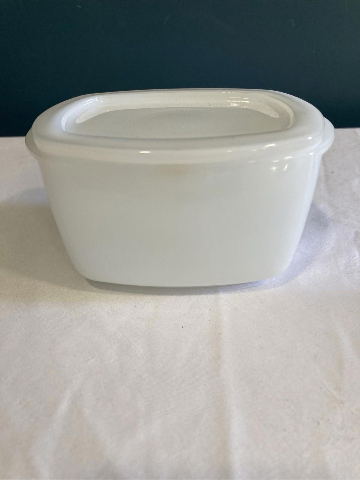 Vintage Fire King White Milk Glass 4" Oven Refrigerator Dish with Lid