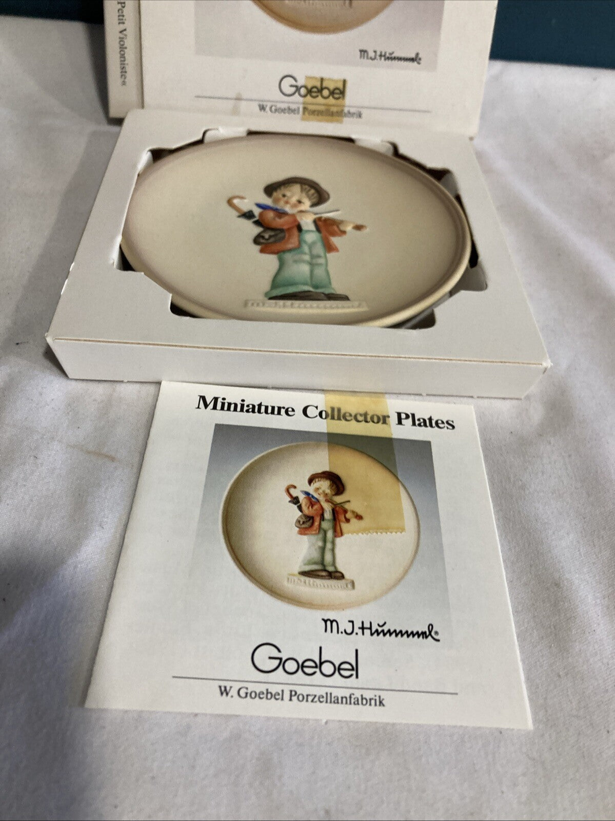 Hummel Goebel 4” Plate Little Fiddler 1984 Hand Painted #466 Box Vintage Germany