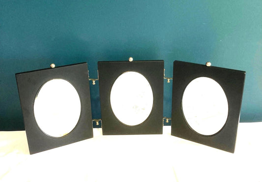 Art Deco Folding Triple Mirror With Black Frame