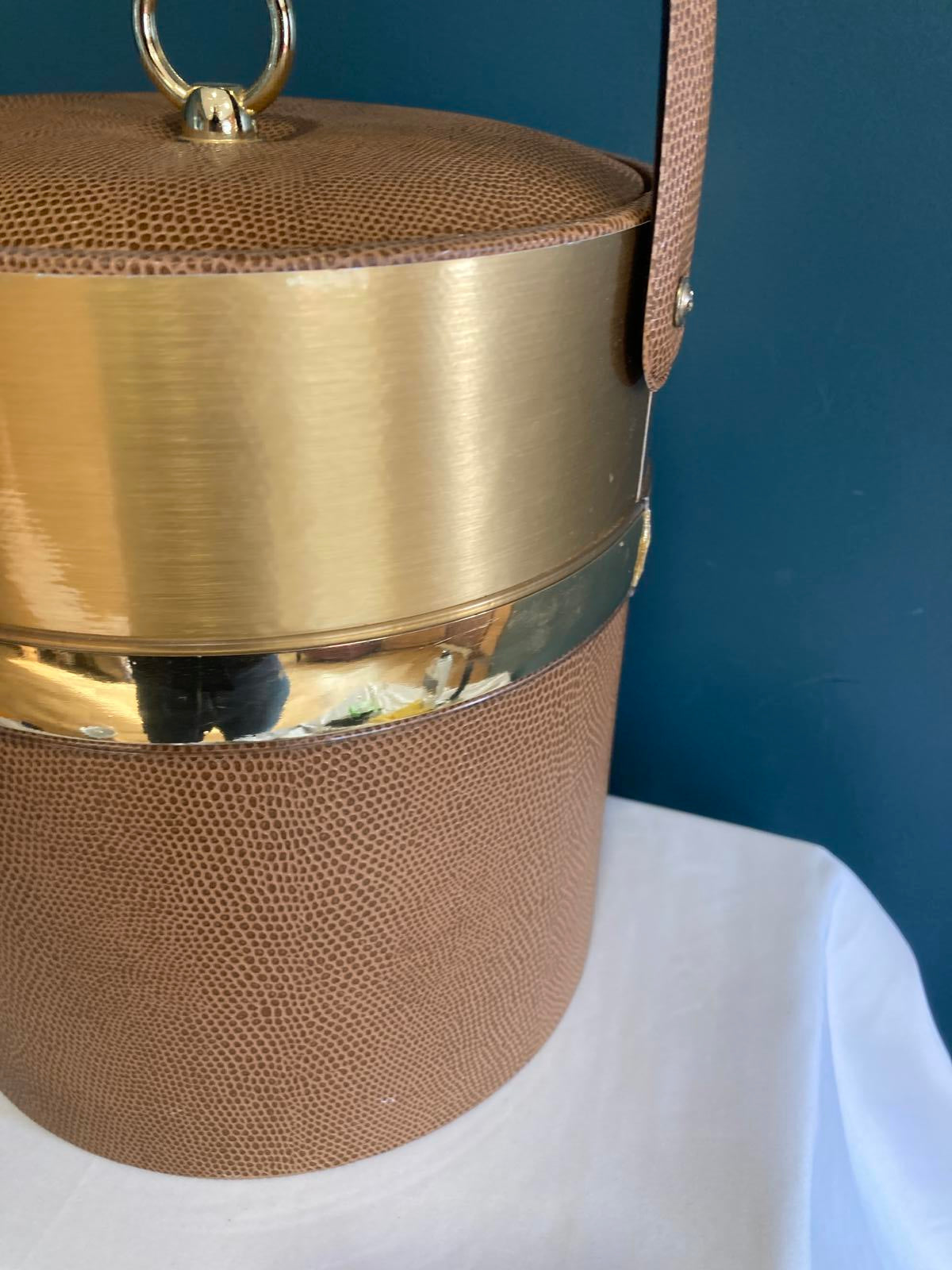 Georges Briard Faux Leather Ice Bucket Mid Century Barware