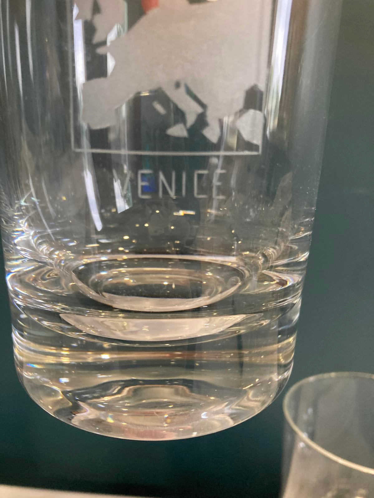 Vintage Etched Glass European City Tumbler Set of 7