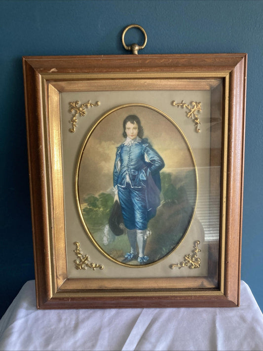 BLUE BOY Vintage Turner Wall Accessory Wood Frame Gold Accents 8” X 10”