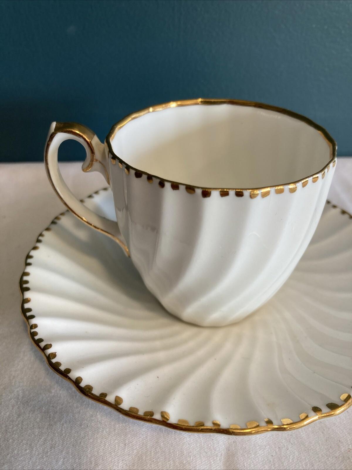 Classic Old Grecian Flute Tea Cup and Saucer, Gladstone England