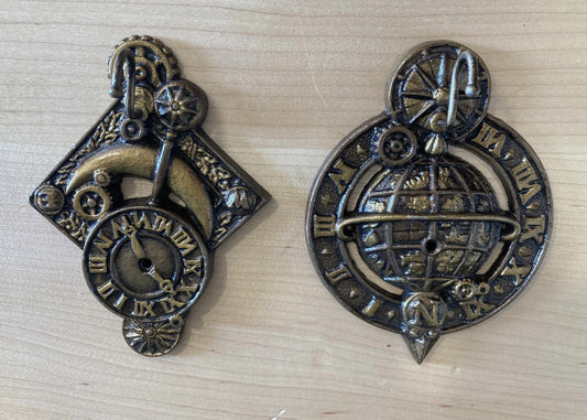 Set of 2 Vintage Ornate Cast Iron Clock Wall Hooks