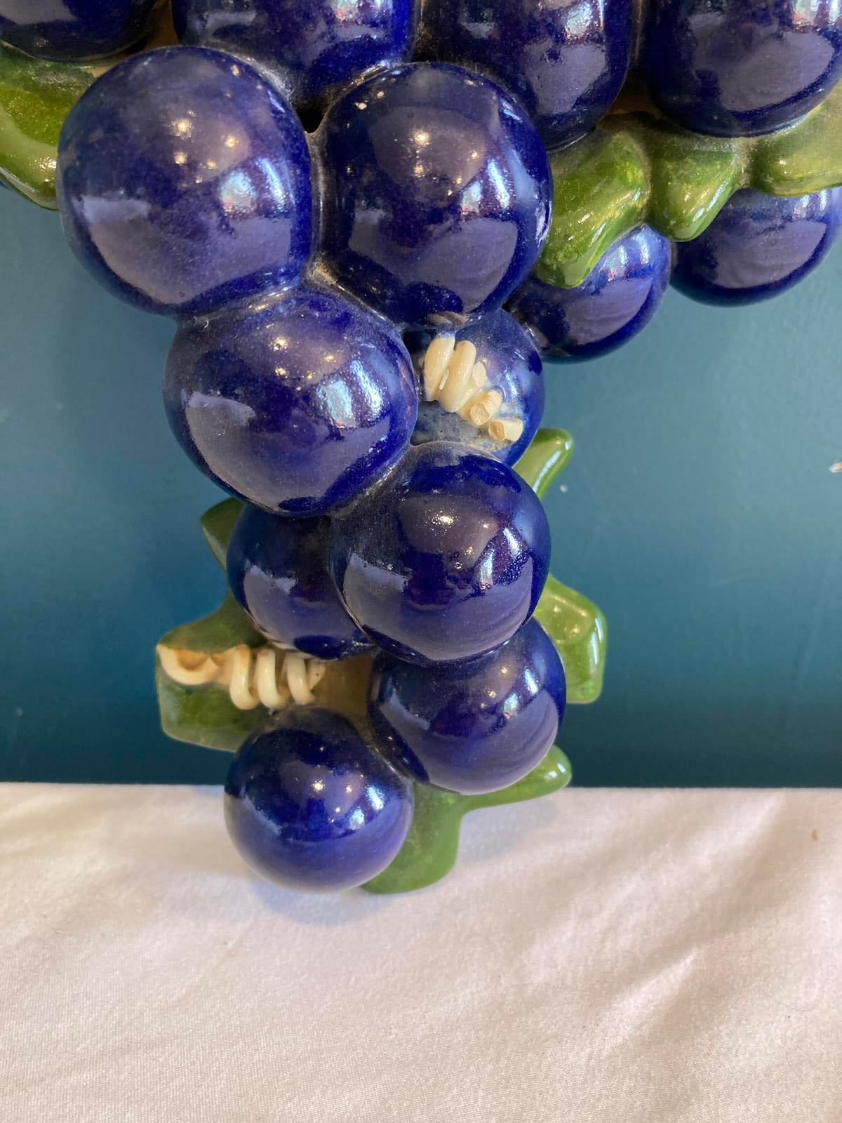 Mid-Century Grape Cluster Ceramic Wall Decor