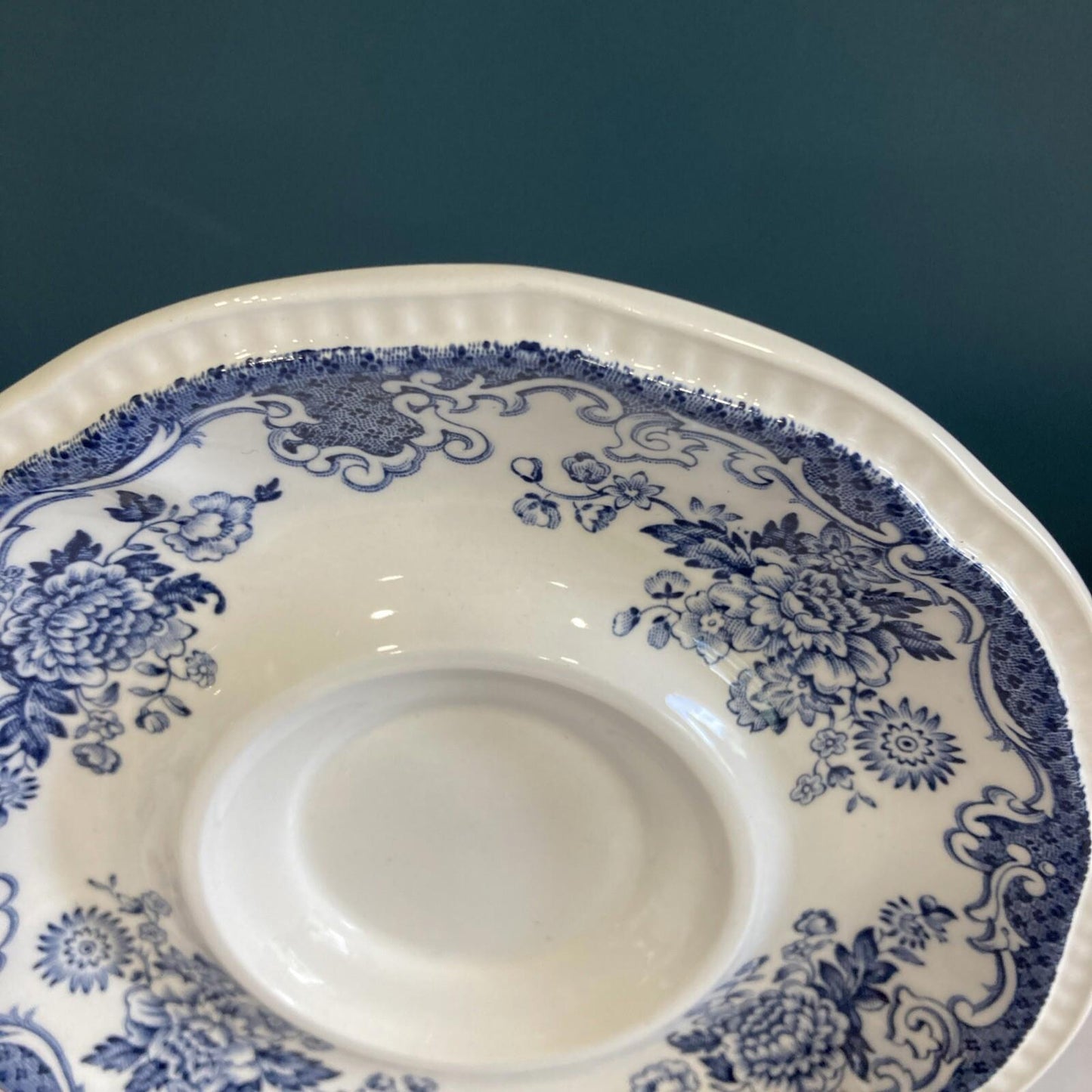 Kensington Staffordshire Ironstone Balmoral Tea Cup Saucer England Blue Flowers