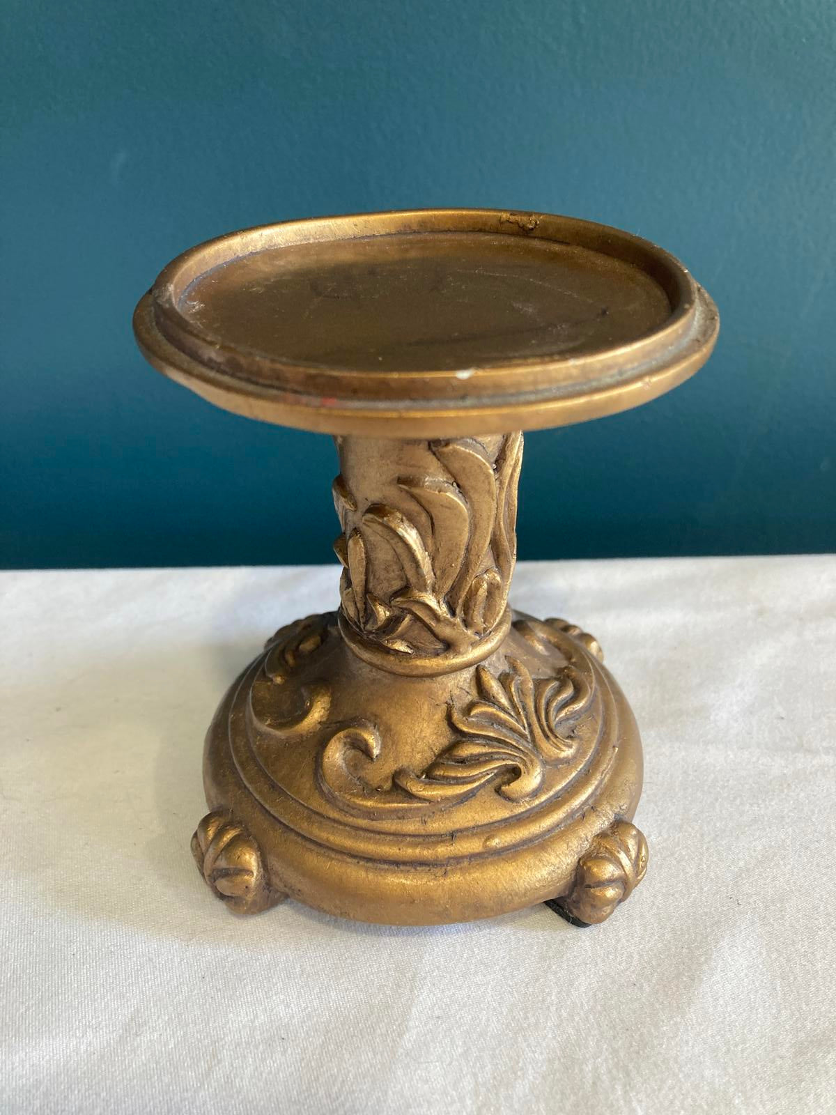 Vintage Ornate Gold Pedestal Stand or Candle Holder