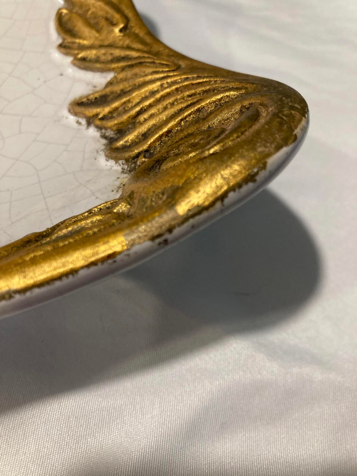 Vintage Italian Gold Gilt Square Dish with Crackle Glaze