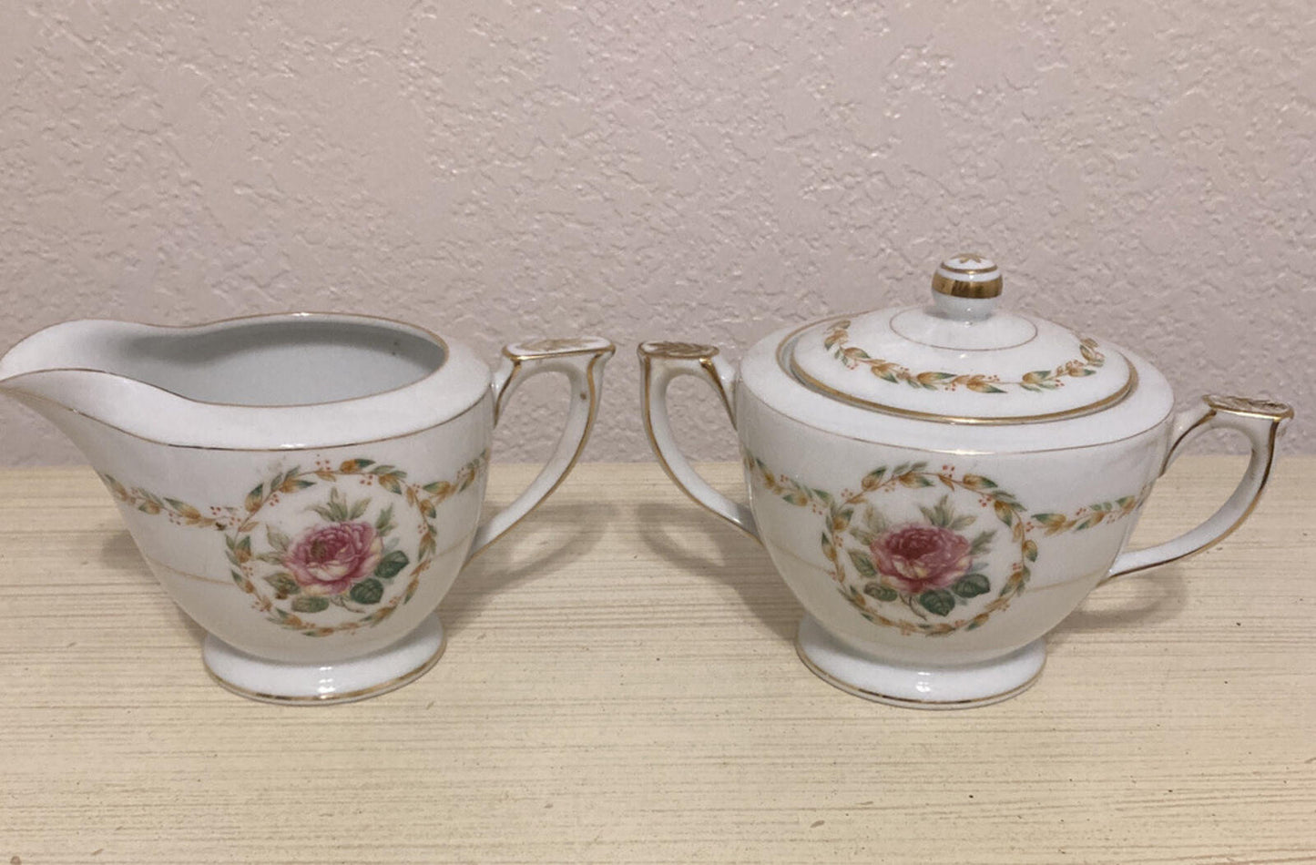 Mikado China Laurel Creamer and Sugar Bowl Set, Occupied Japan Porcelain, Rose Floral China, Vintage Tea Service, Vintage Finds