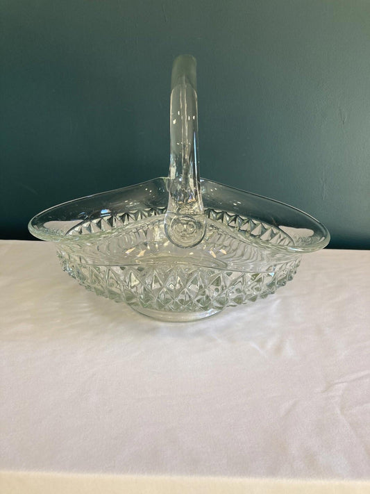 Vintage Indiana Glass Diamond Point Basket – Tiara Exclusive MCM