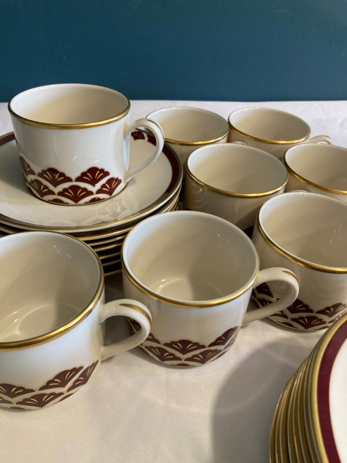 Vintage Pickard China Burgundy Ensemble 51 Pieces Made in USA