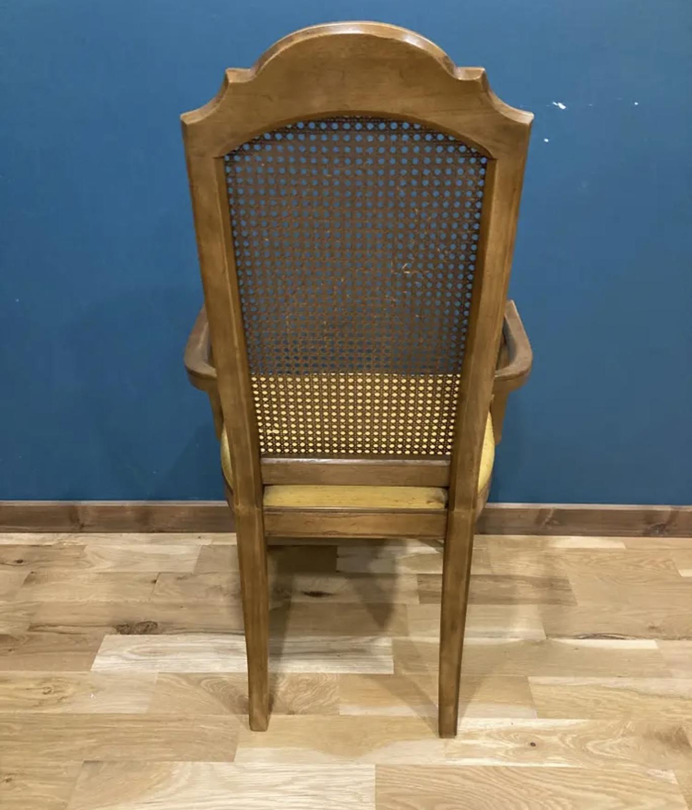 Vintage Drexel Cane Back Armchair | Upholstered Wood Accent Chair |Vintage Finds