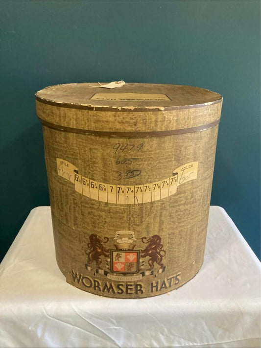 Vintage Wormser Hat Box with Insert – 12.25” Tall