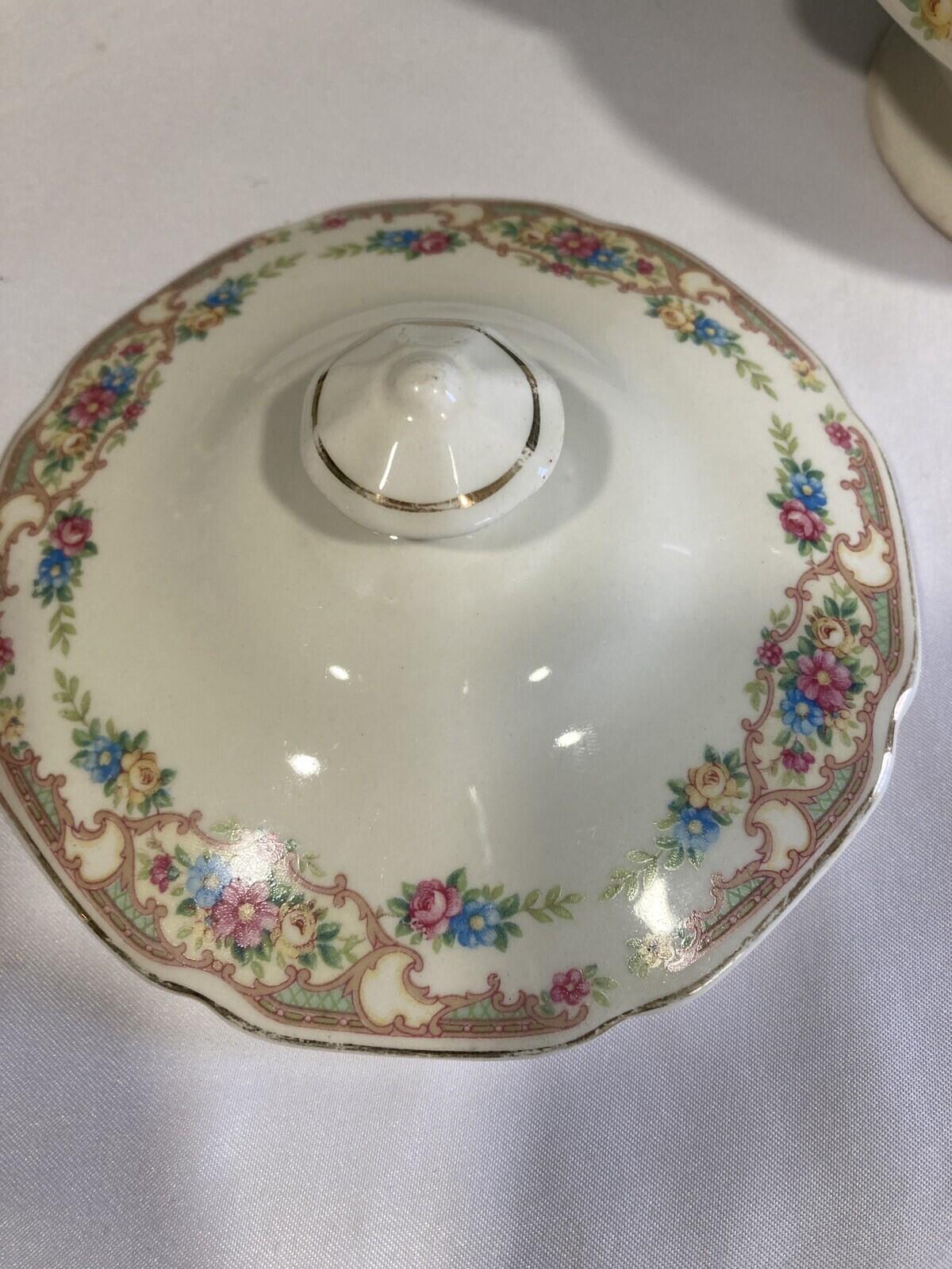 Vintage Clemons Pottery Mildred Covered Sugar Bowl and Creamer Set, Spring Pastel Pottery, Handcrafted Ceramic Serveware, Vintage Finds